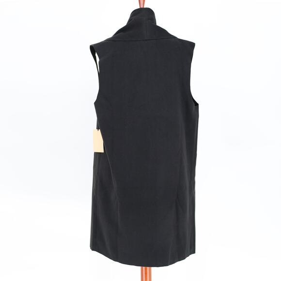 Halogen Women Black Fleece Casual Open Front Seamless Oversize Vest One Size - Picture 3 of 4